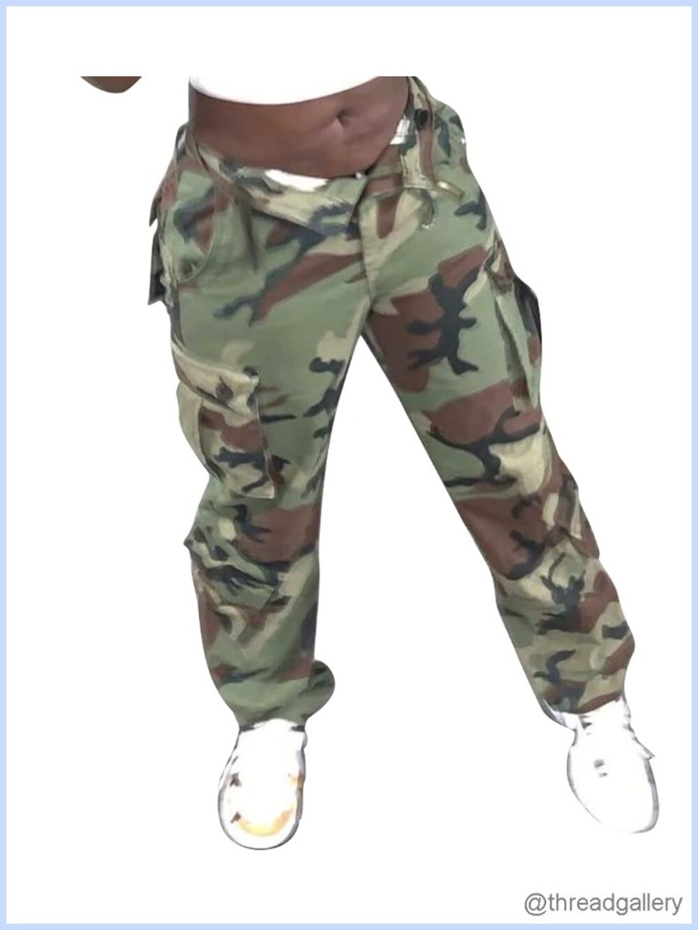 Women's Cotton Cargo Combat Work Hiking Pants Adjustable Waist 9 Pockets - Picture 5 of 5